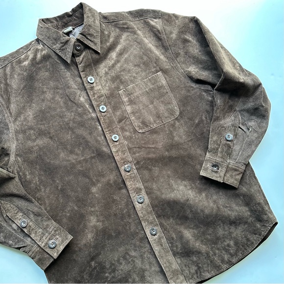 Vintage Suede Leather Shacket Jacket Brown Womens Size Medium - Picture 9 of 9